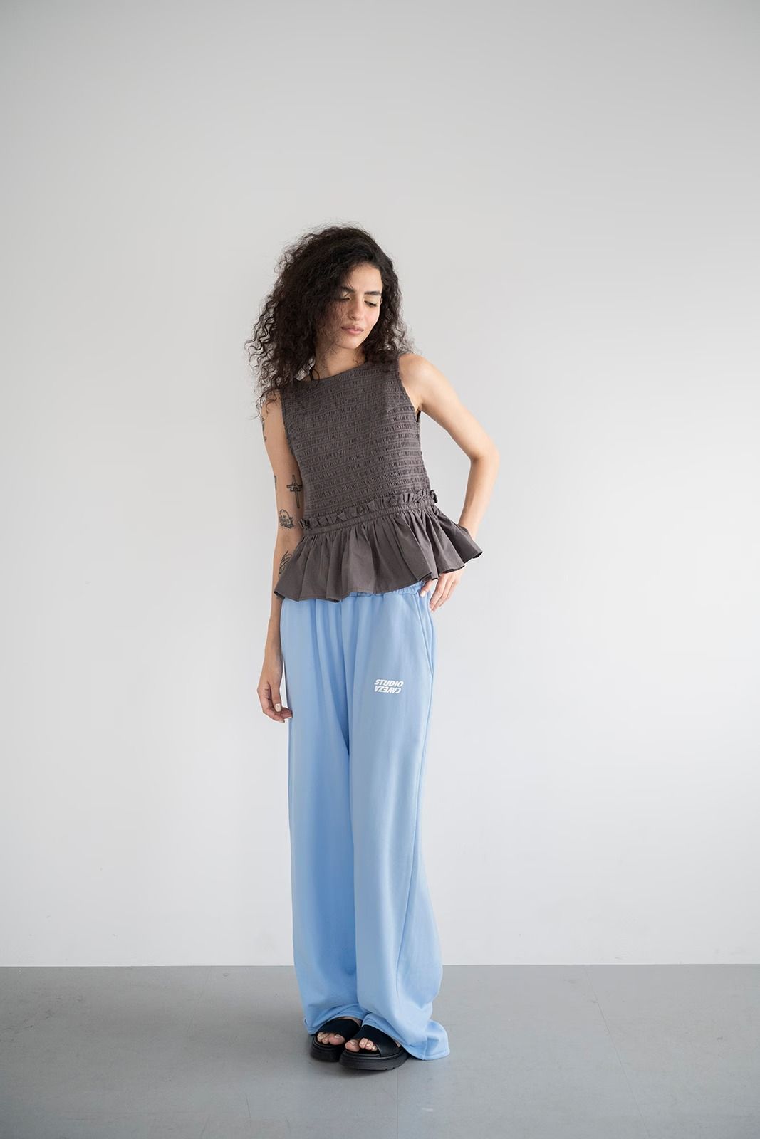 コットンシャーリングトップス (ダークグレー)  Shirring Tops (Dark gray) /  26SS