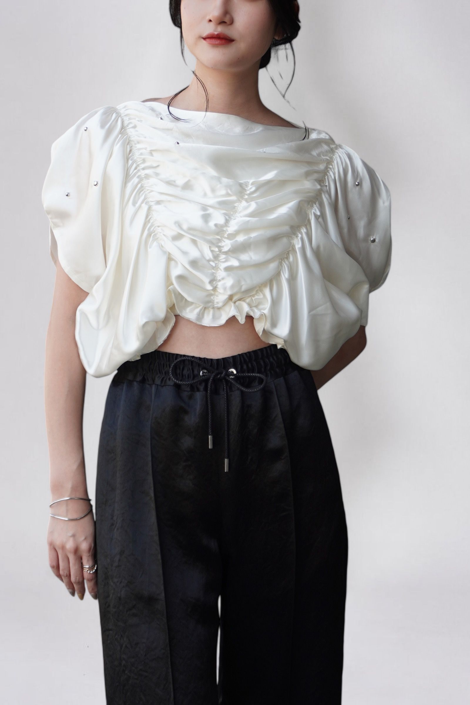 OPOC SHIRRING TOP / シャーリングトップス (ホワイト) / レディース