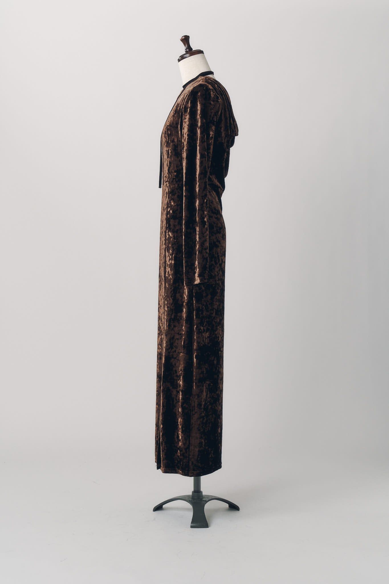 2ウェイ ベロアドレープドレス (ブラウン) 2way draped velour dress (Brown) / 26AW