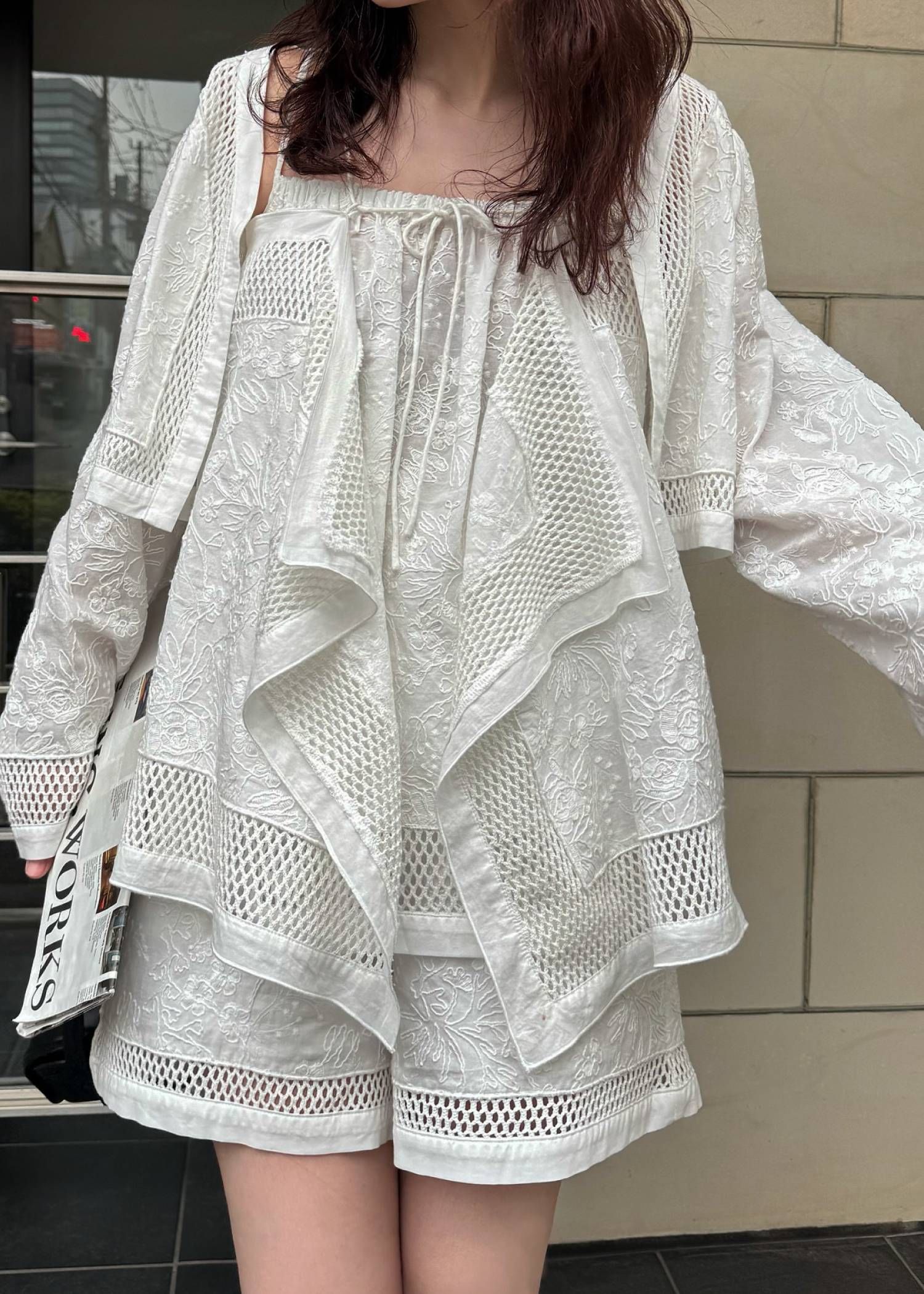 レースボレロ  (ホワイト) trimming lace cropped bolero BL (White) /  26SS