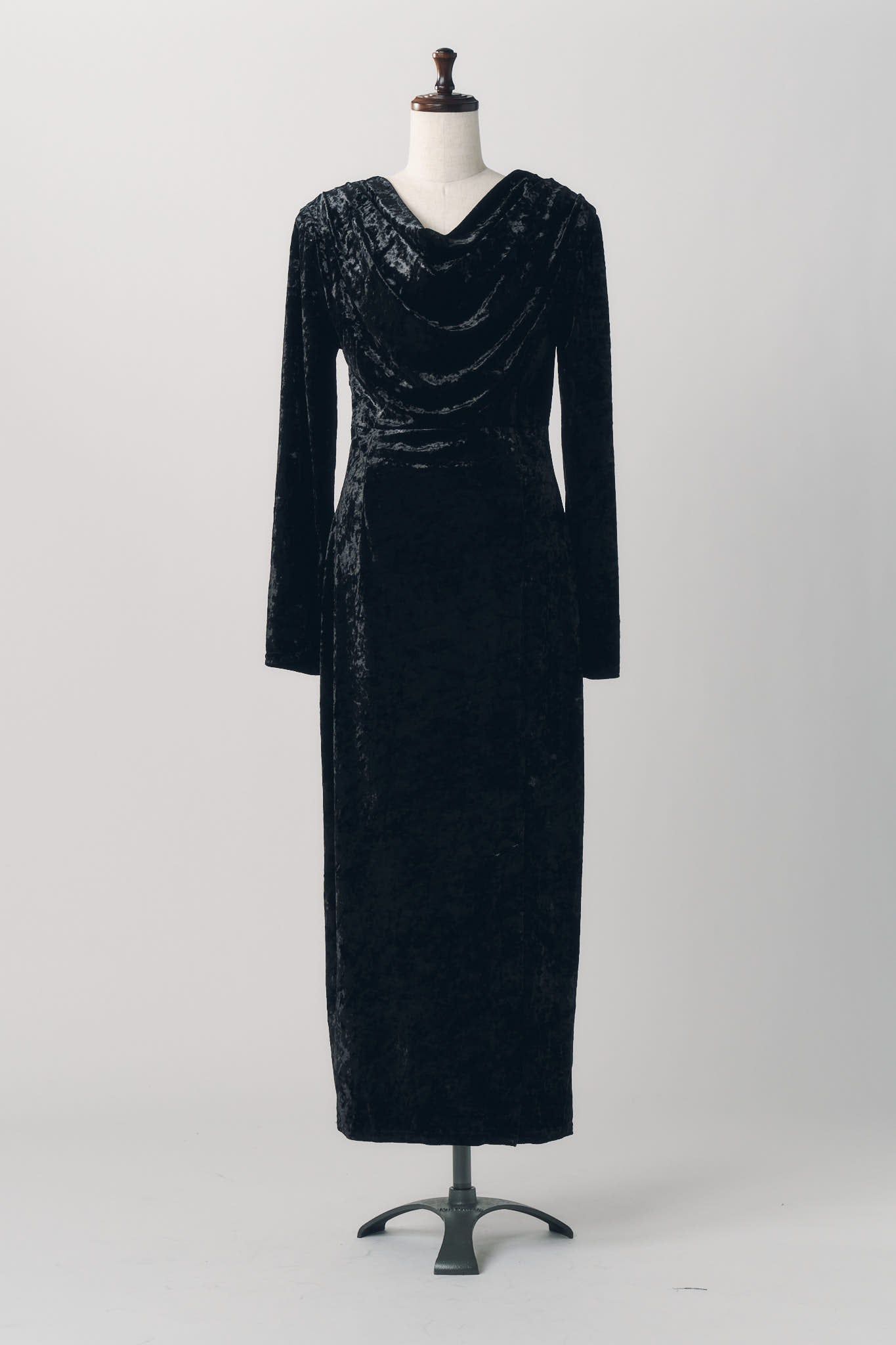 2ウェイ ベロアドレープドレス (ブラック) 2way draped velour dress (Black) / 26AW