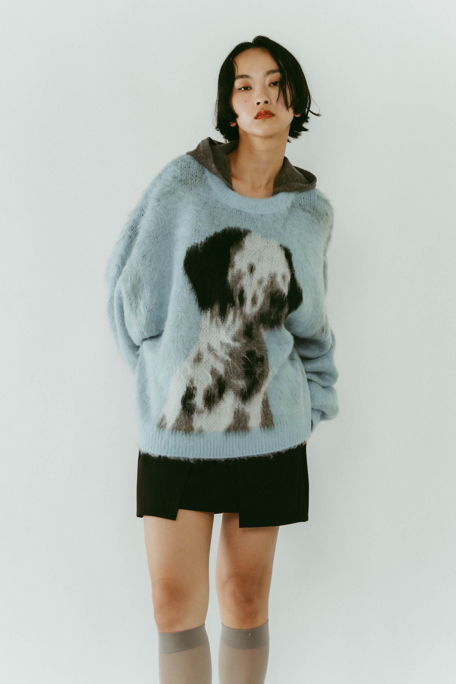 dalmatian shaggy knit(unisex) / ダルメシアン シャギーニット (ブルー) / 25AW