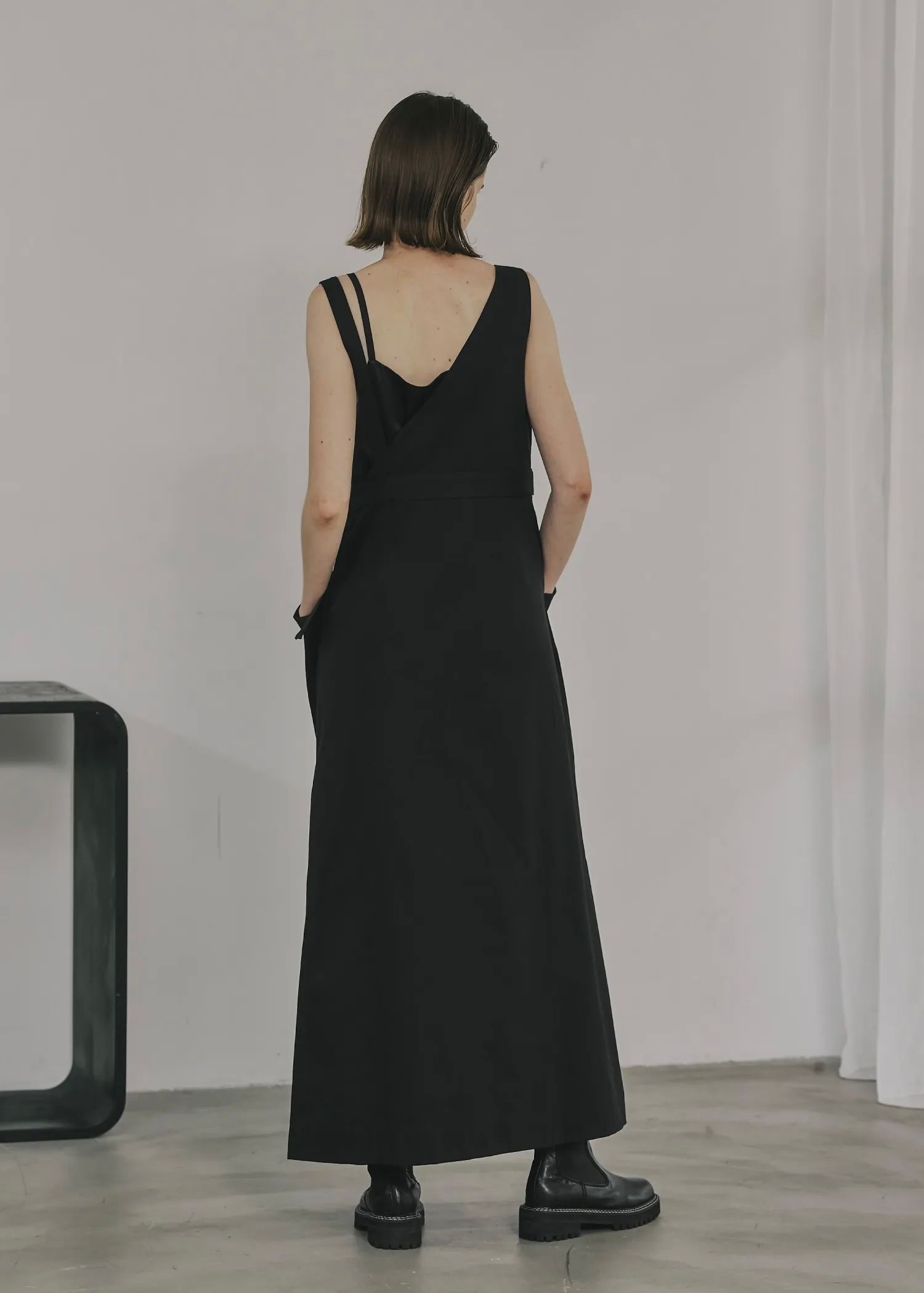 one shoulder twill OP / ワンショルダーツイルワンピース (ブラック) / 25AW