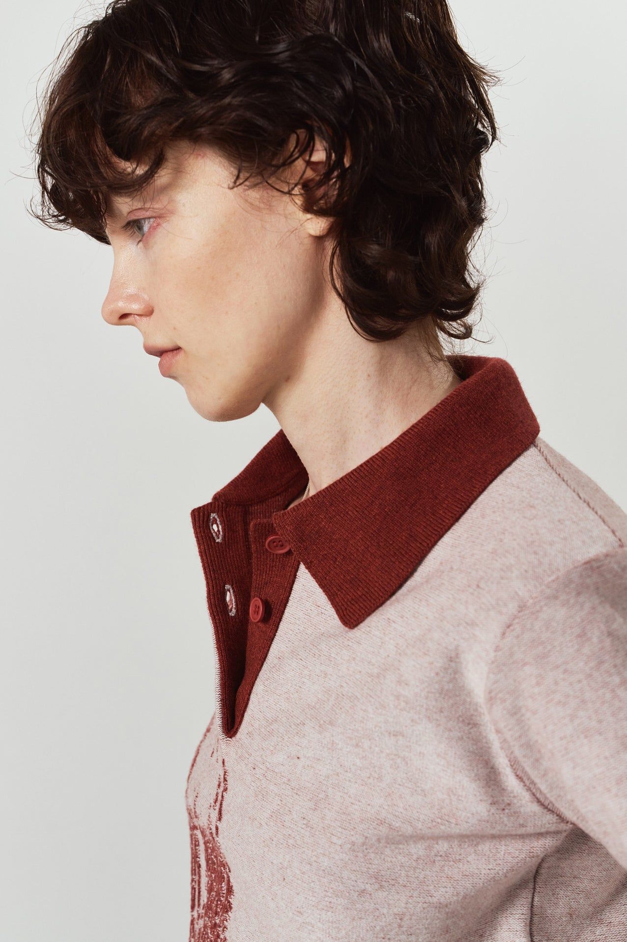 ジャガードポロニット (レッド) jacquard polo knit (Red) / 26AW