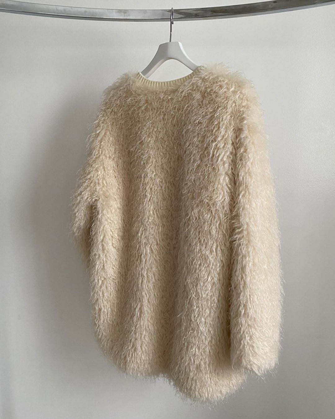 【先行予約】【26TH-06】モヘア調ファーカーディガン (アイボリー) Mohair Like Fur Cardigan (Ivory) /  エコファー  /  フェイクファー 【受注期間6/14 23:59まで】