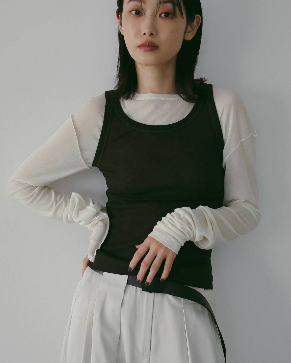 Sheer Long T-Shirts (Ivory) / シアーロングスリーブ Tシャツ (アイボリー) / 26SS