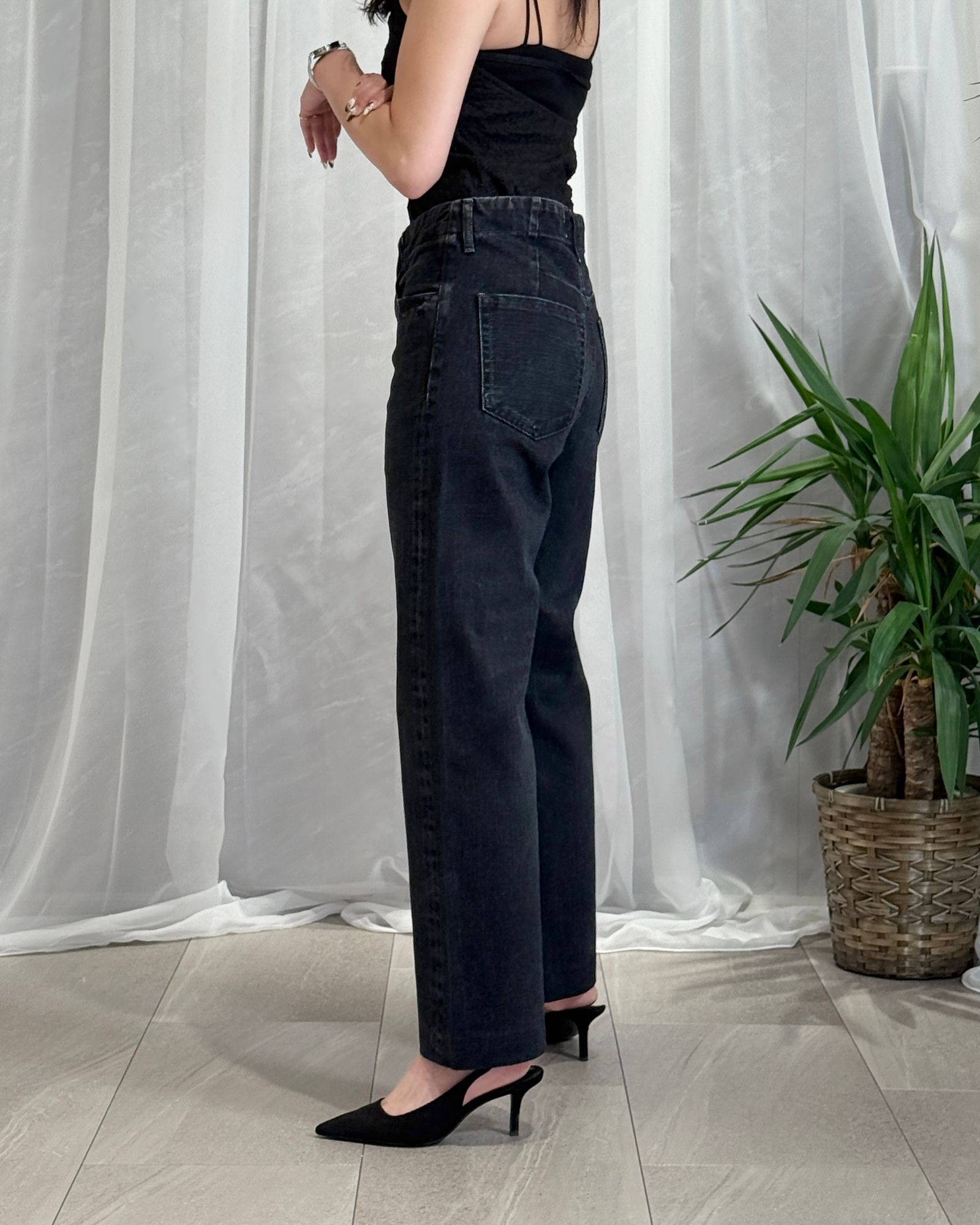 【25AW】STRAIGHT JEAN TROUSERS / ストレートジーンズ トラウザーズデニム (ブラック) / レディース