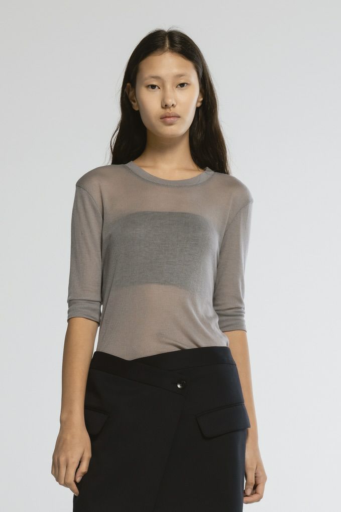 【25SS】TENCEL CASHMERE RIB T-SHIRT / テンセルカシミヤリブTシャツ (チャコールグレー)