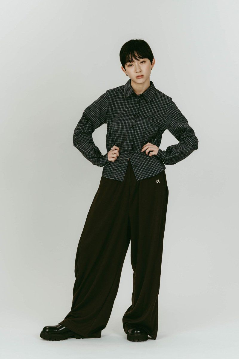 2-piece layered compact shirt (NavyGray) / 2ピース レイヤードコンパクトシャツ (ネイビーグレー) / 26SS