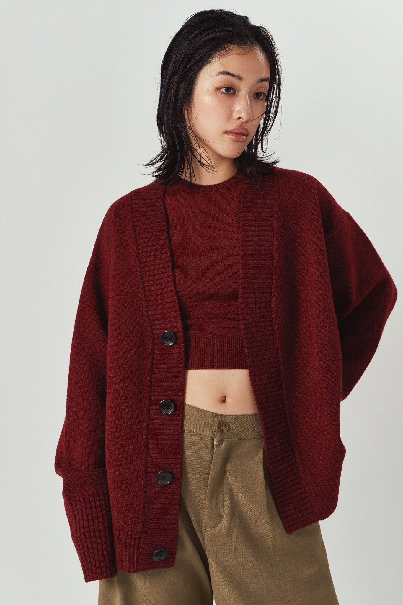 2ピース カーディガン (レッド) 2-piece cardigan (Red) / 26AW