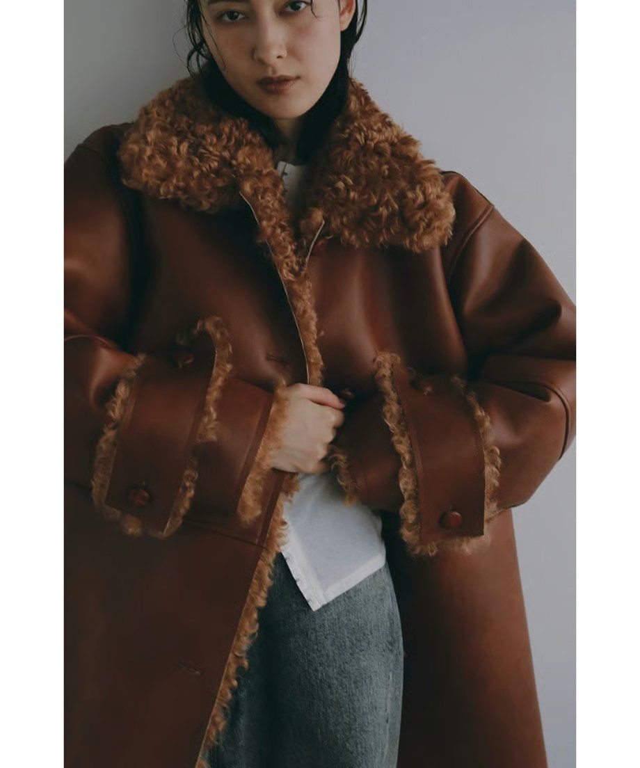 【25AW】Vintage Like Fake Mouton Reversible Coat (テラコッタ) / ヴィンテージライクムートン リバーシブルファーコート / エコファー / フェイクファー