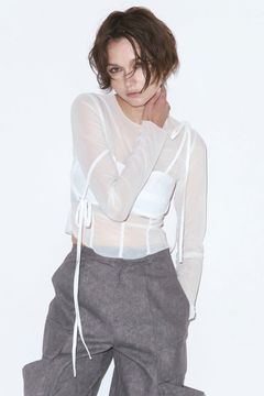 シアードッキングトップス (ホワイト) Sheer docking top (White)