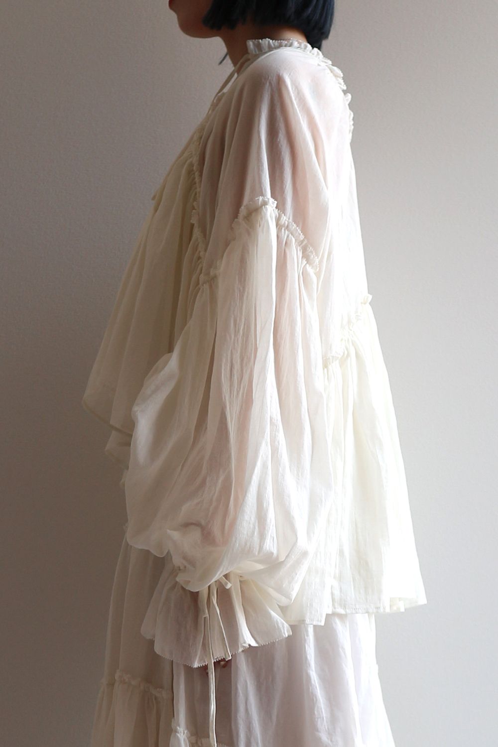 COTTON BLOUSE / コットン ブラウス (ホワイト) インナーキャミソール付き