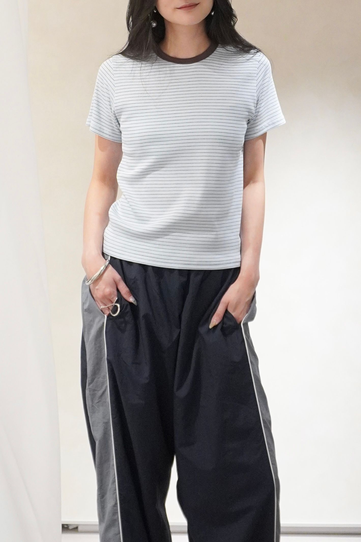 コンフォートスリムボーダーTシャツ (ライトブルー) Slim Border T-shirt (Light blue) /  26SS