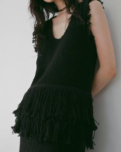 フリンジ ニットタンクトップ (ブラック) Fringe Knit Tanktop (Black) / 26SS
