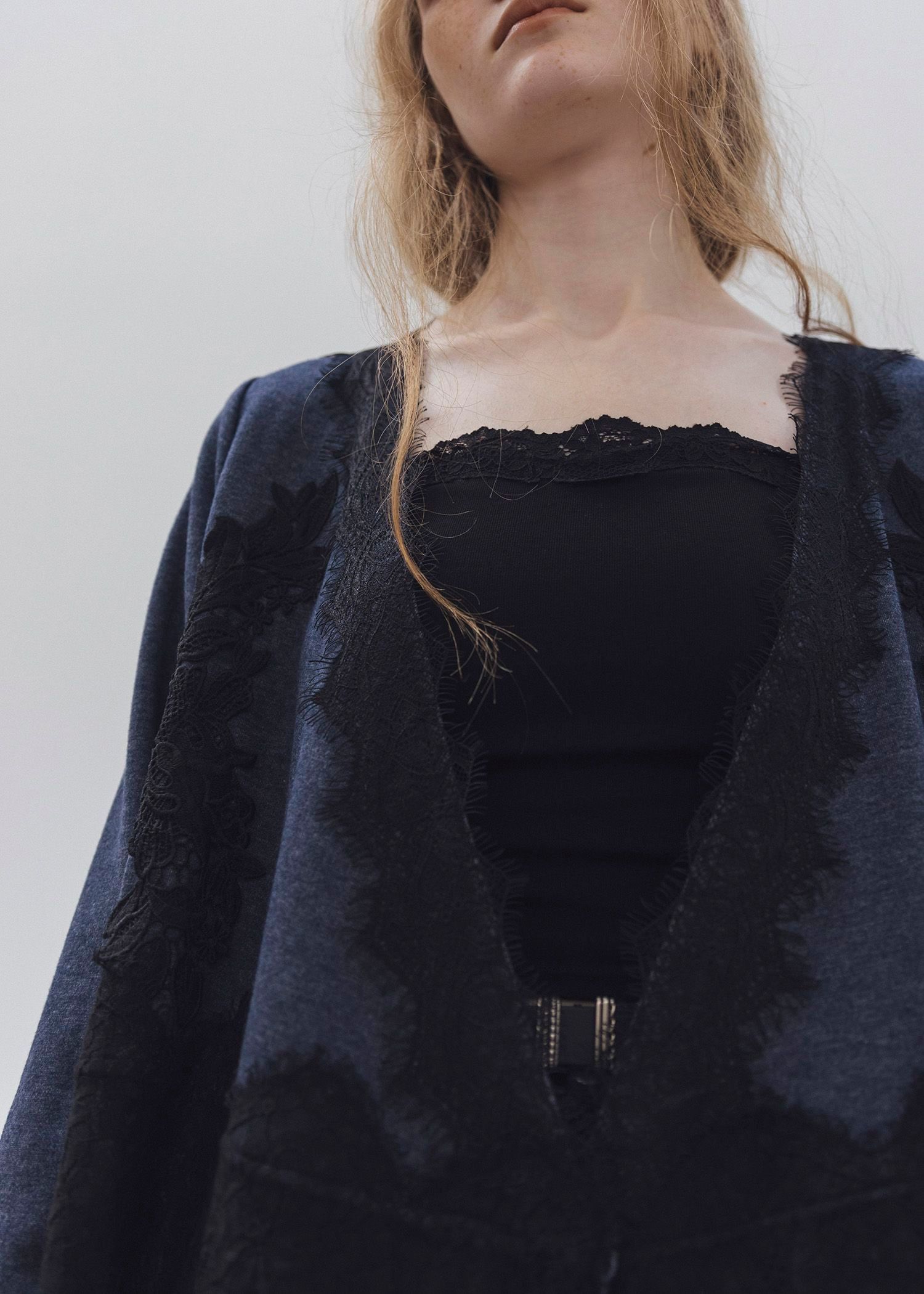 cachecoeur multi lace sweat OP / マルチレース スウェットワンピース (インディゴ) / 25AW