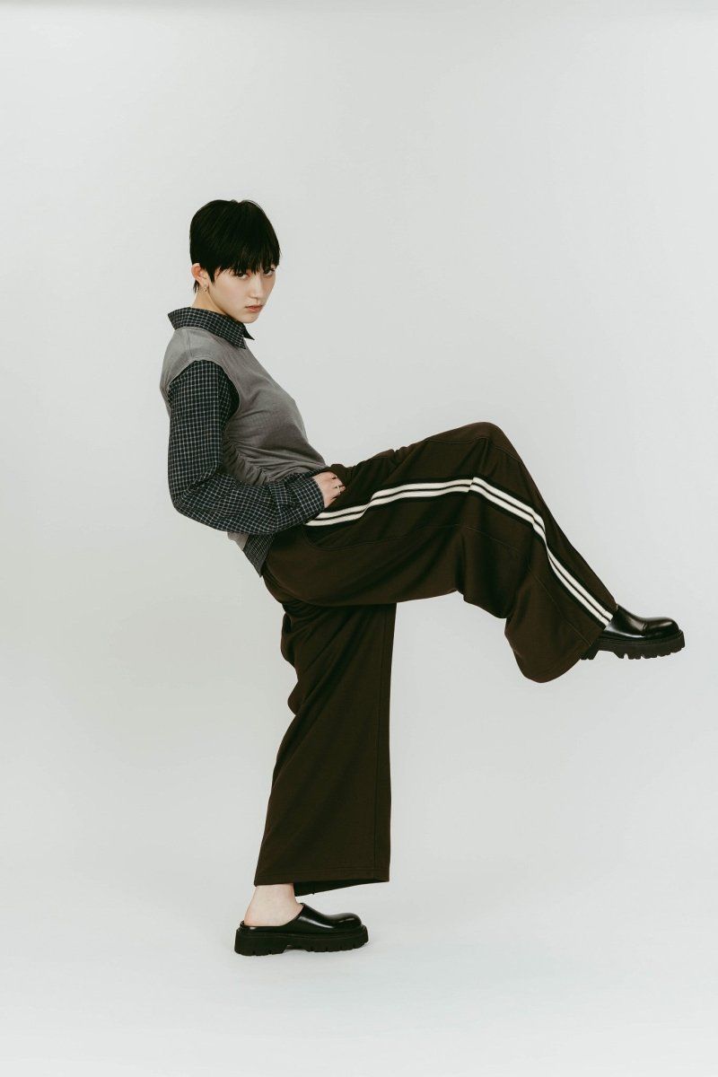zip-up track pants(unisex) (Brown) / ジップアップ トラックパンツ (ブラウン) / 26SS