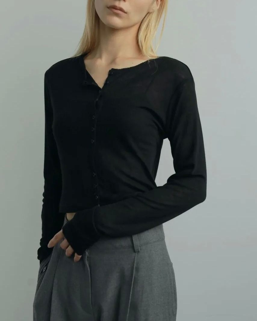 【25AW】Sheer Rib Cardigan / シアーリブカーディガン (ブラック)