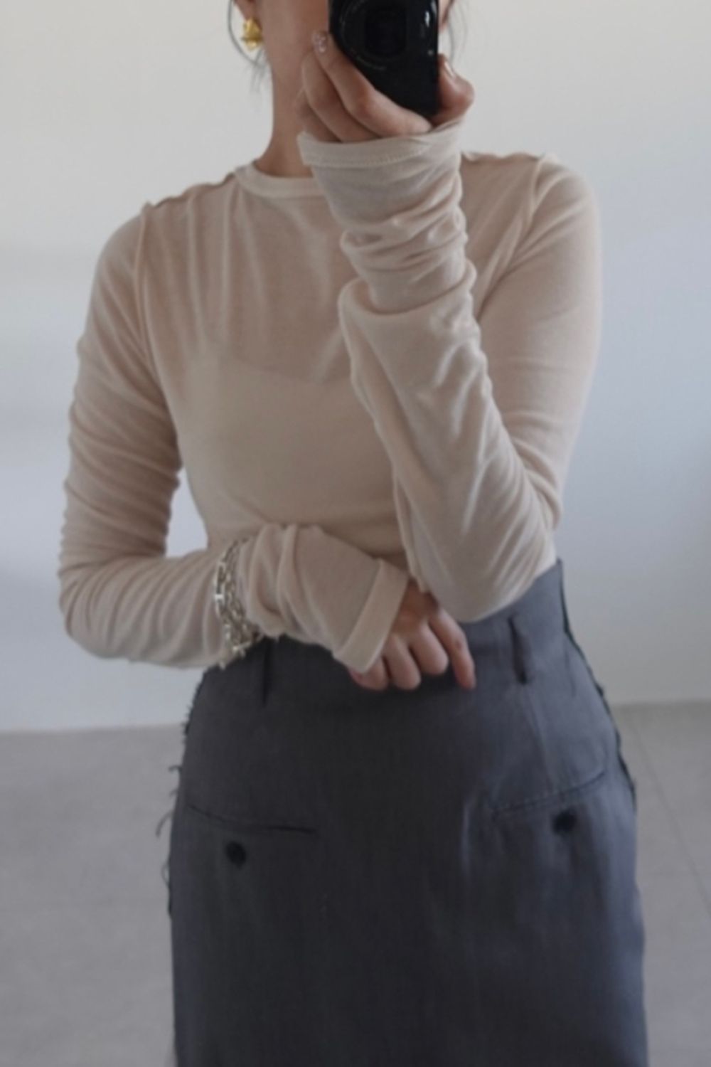Reversible Long T-shirts / リバーシブルロングTシャツ (クリーム)