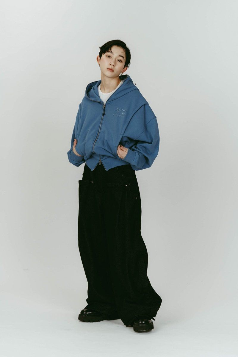 cling drape denim pants(unisex) (Black) / ドレープデニムパンツ (ブラック) / 26SS