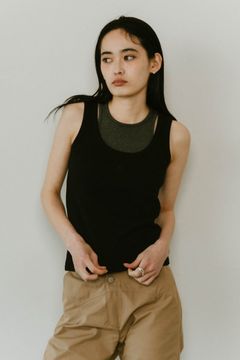 2piece layered logo tank top / 2ピース レイヤードロゴタンクトップ (ブラック) / 25SS