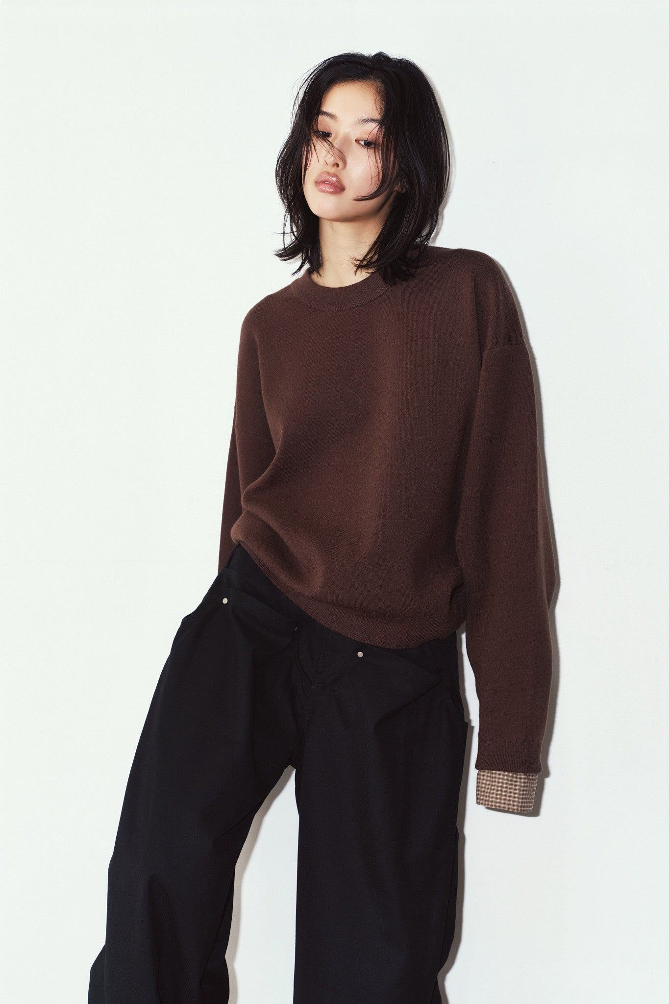 【UNISEXサイズ】2ウェイ ノームコア ニット (ブラウン) 2way cuffs normcore knit(unisex) (Brown) / 26AW