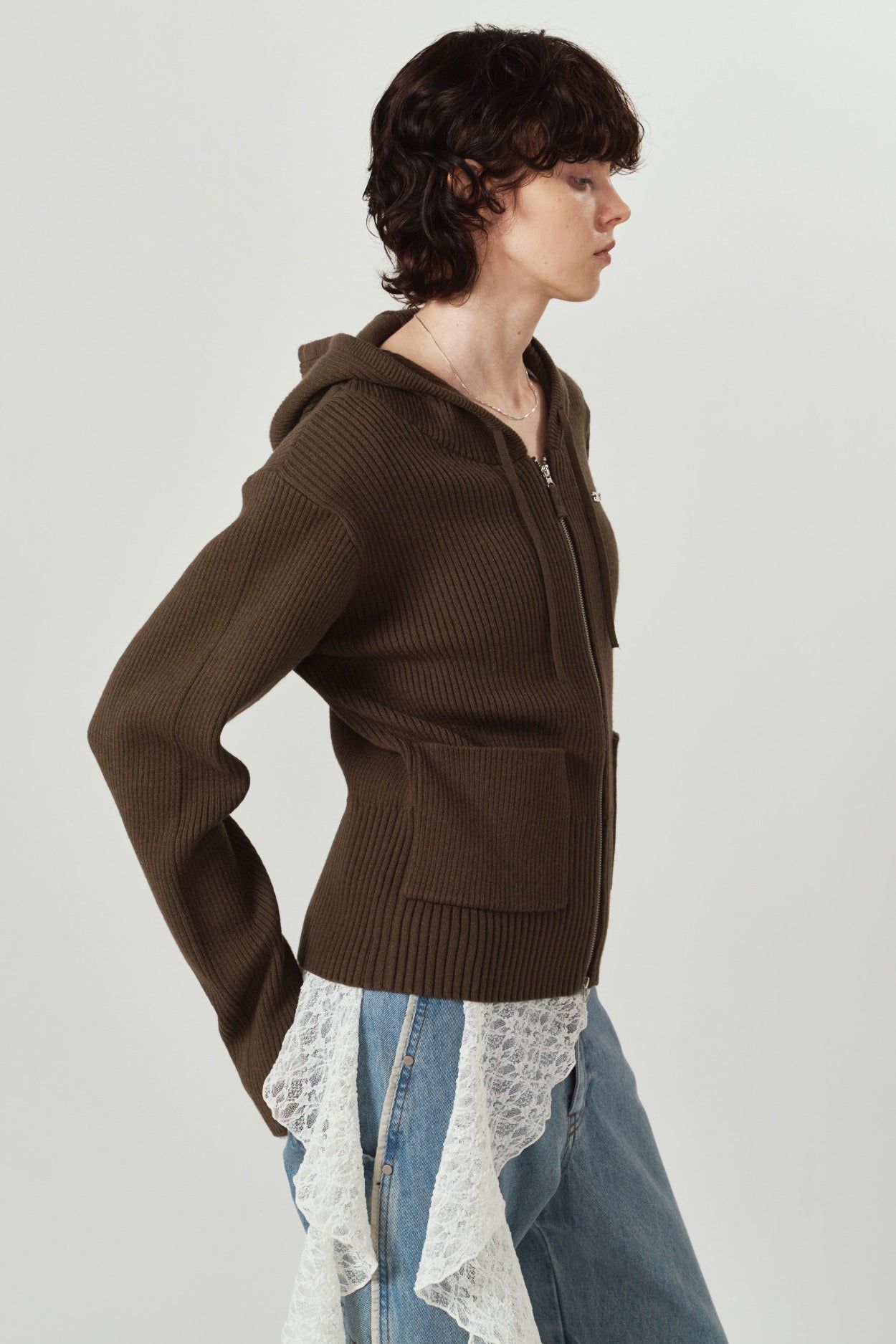 ニットパーカー (ブラウン) hooded knit parka (Brown) / 26AW