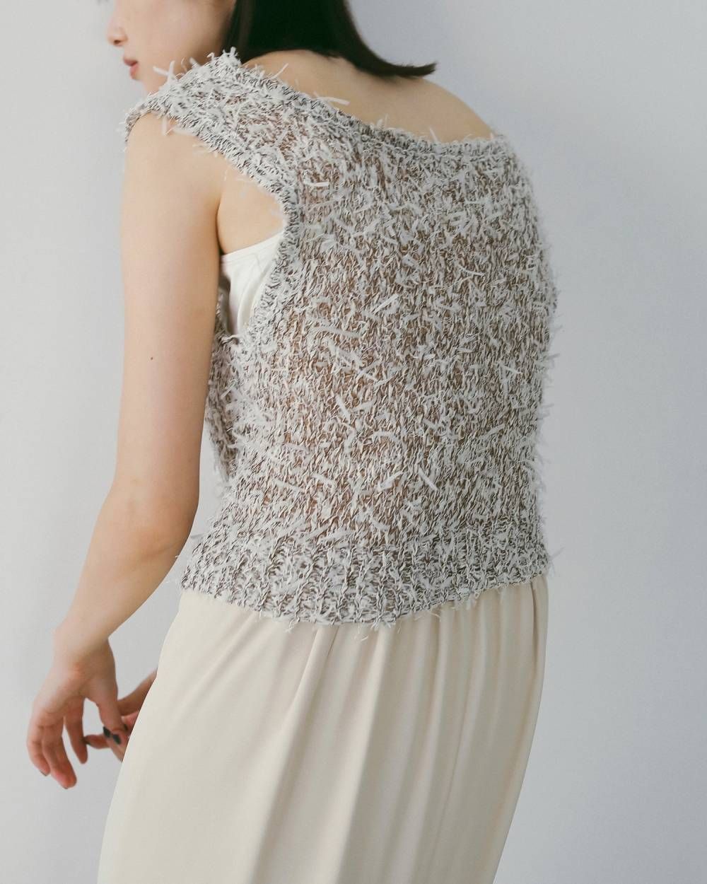 ミックスヤーン ニットベスト (アイボリー) Mixyarn Knit Vest (Ivory) / 26SS