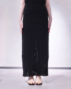 クロシェニットスカート (ブラック) Crochet Knit Skirt (Black) / 26SS