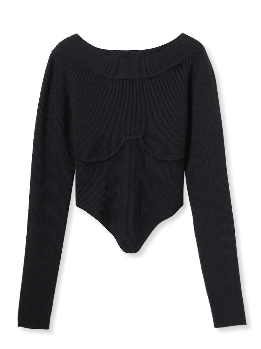 Bustier ribbed knit top / ビスチェリブニットトップス (ブラック) / 25AW