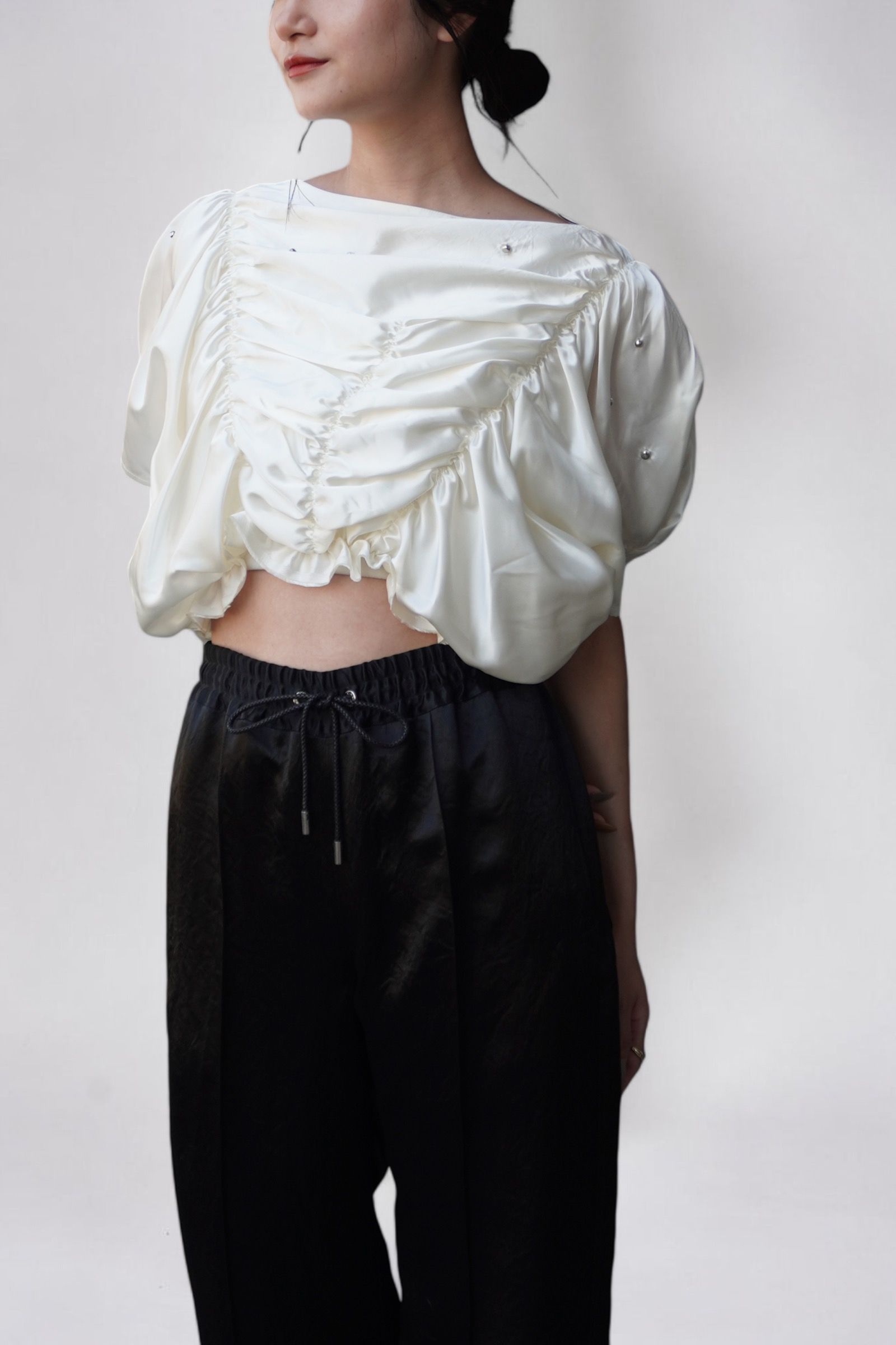 OPOC SHIRRING TOP / シャーリングトップス (ホワイト) / レディース