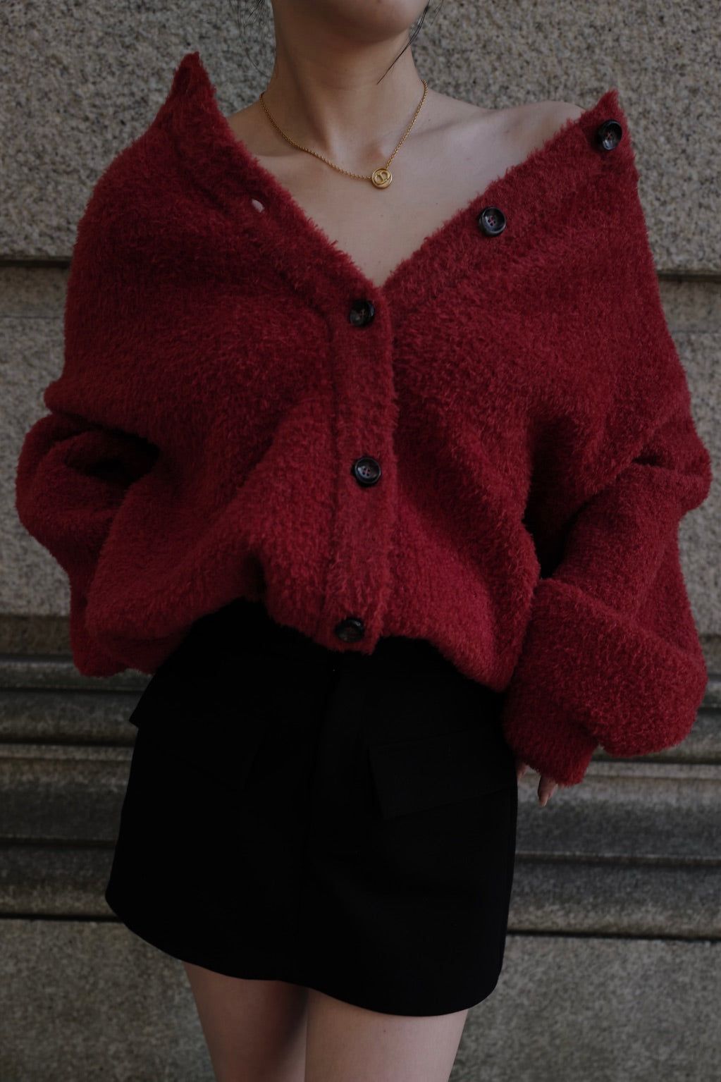 Poodle knit cardigan / プードルニット カーディガン (レッド)