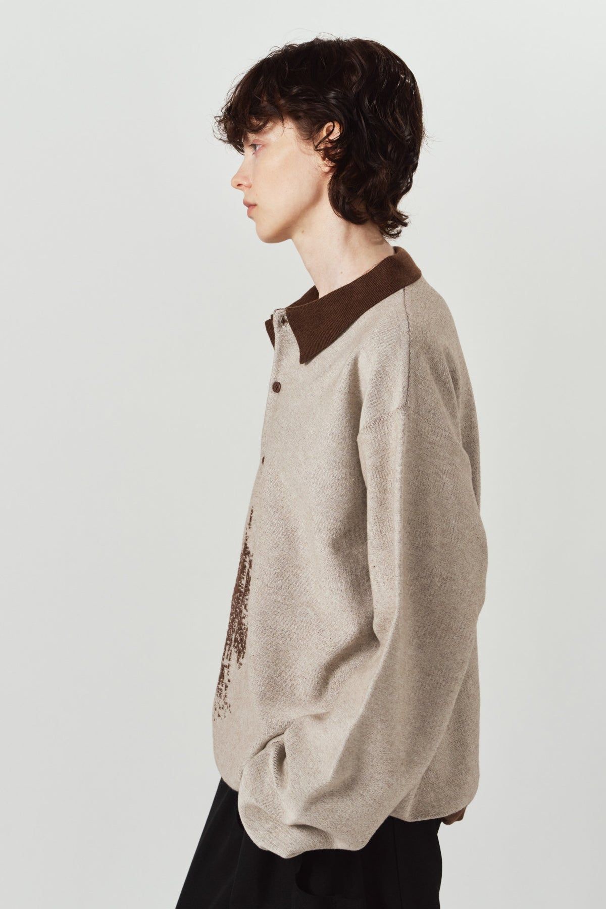 リバーシブル ジャガードポロニット (ブラウン) reversible jacquard polo knit(unisex) (Brown) / 26AW