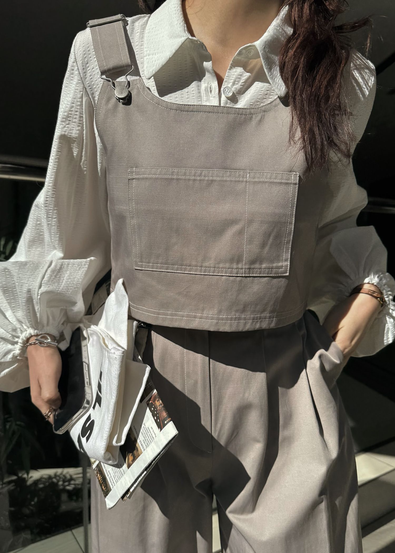 2piece roll up suspenders all-in-one (Caffe mocha) / 2ピースサスペンダーオールインワン (カフェモカ) / 26SS