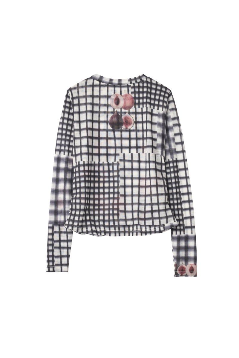 fruit-check print knit (Black) / フルーツチェックトップス (ブラック) / 26SS