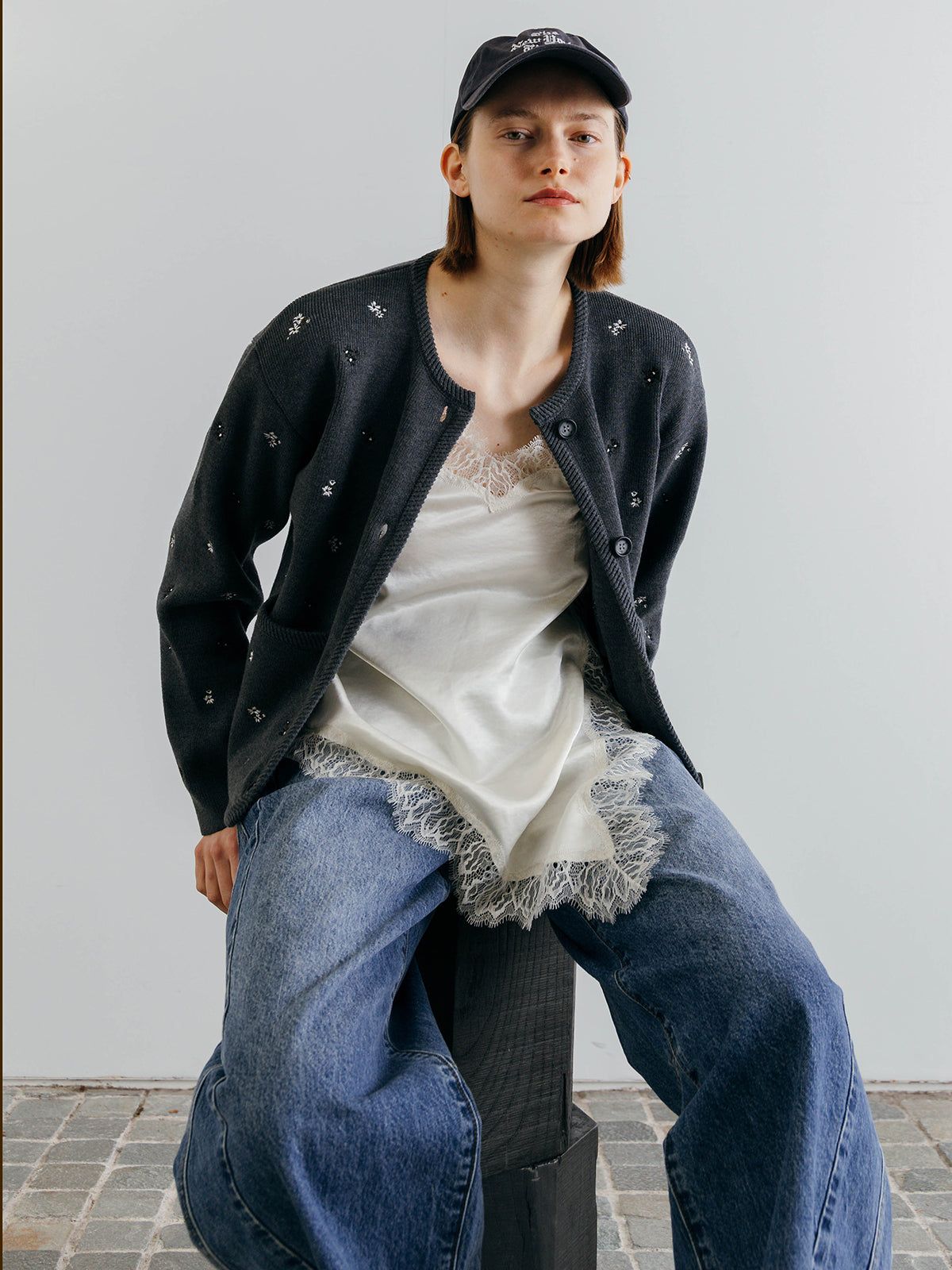 サテンレースキャミ (オフホワイト) SATIN LACE CAMI (Off white) /  26SS