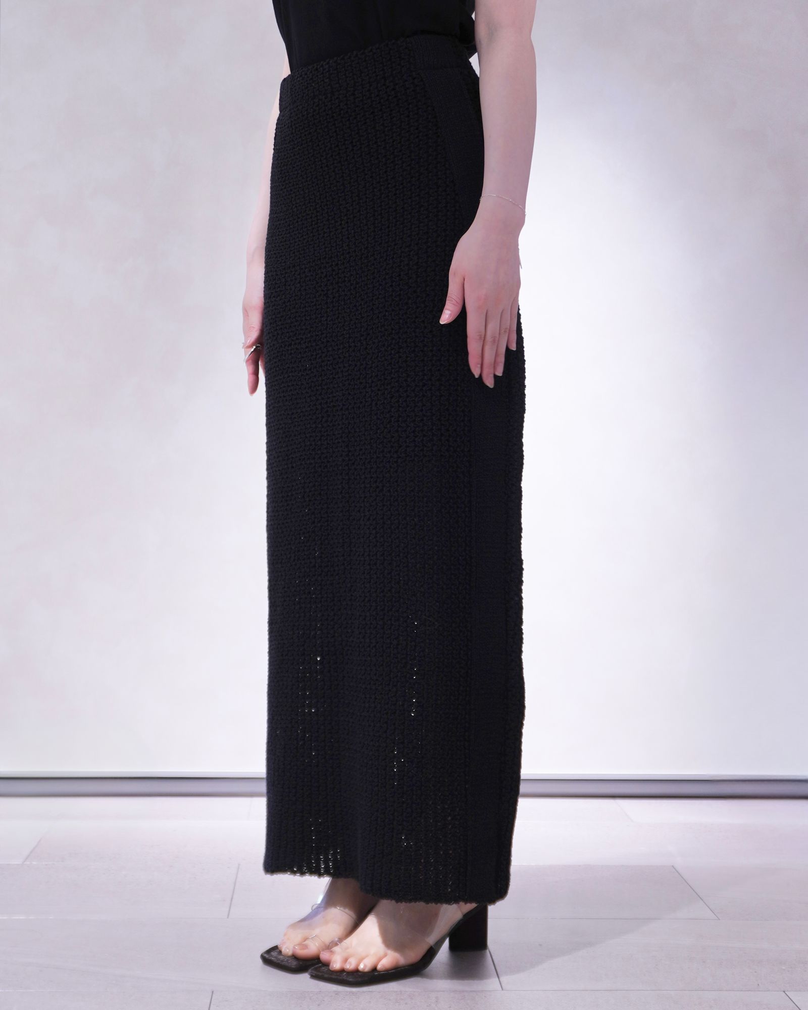 ànuke - クロシェニットスカート (ブラック) Crochet Knit Skirt