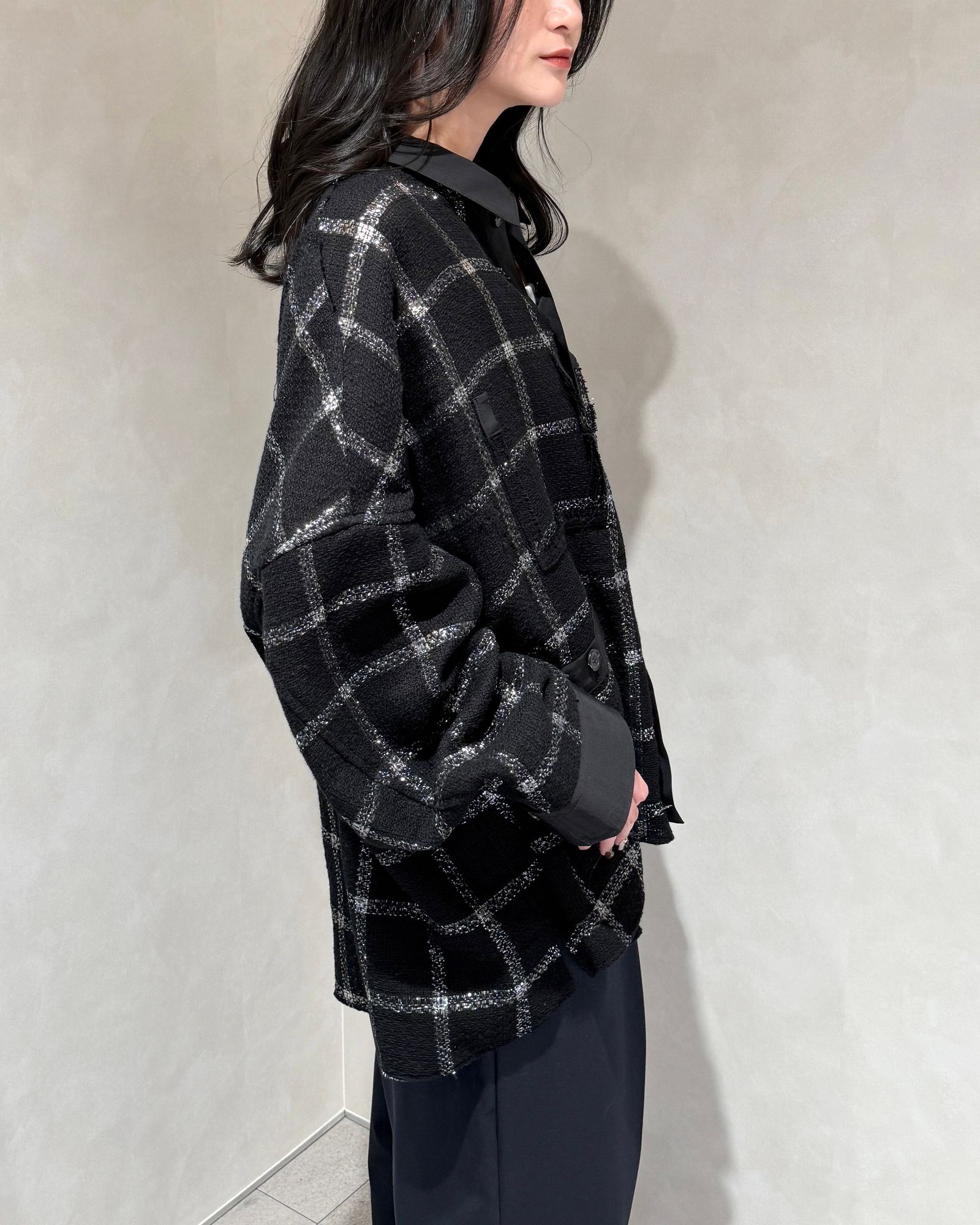 11XL Tear Off Sheer Tweed Jacket / シアーツイード ジャケット (ブラック)