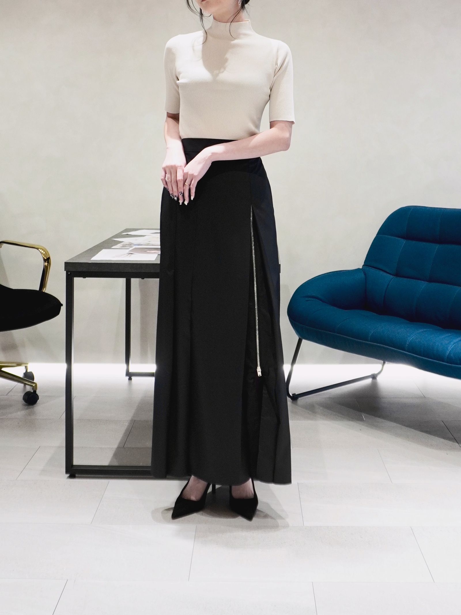 【25SS】SUPIMA ZIP SKIRT / ジップスカート (ブラック)