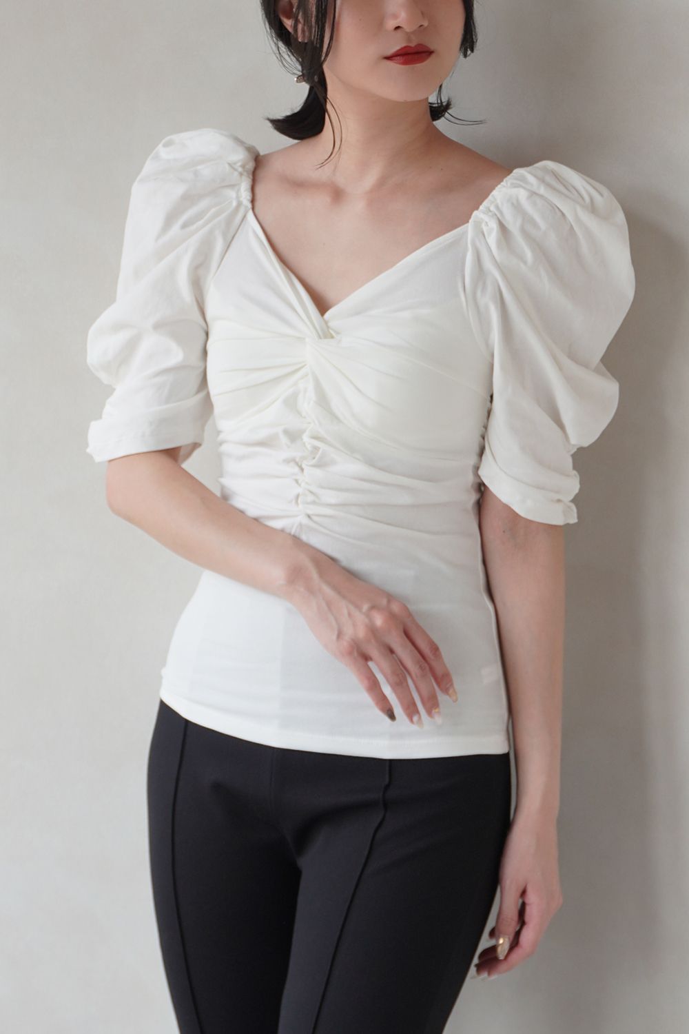 お*ん様 CASA FLINE カップ付きギャザーカットソートップス　2025 CASA FLINE - GATHER TOPS / カップ付きギャザーカットソー