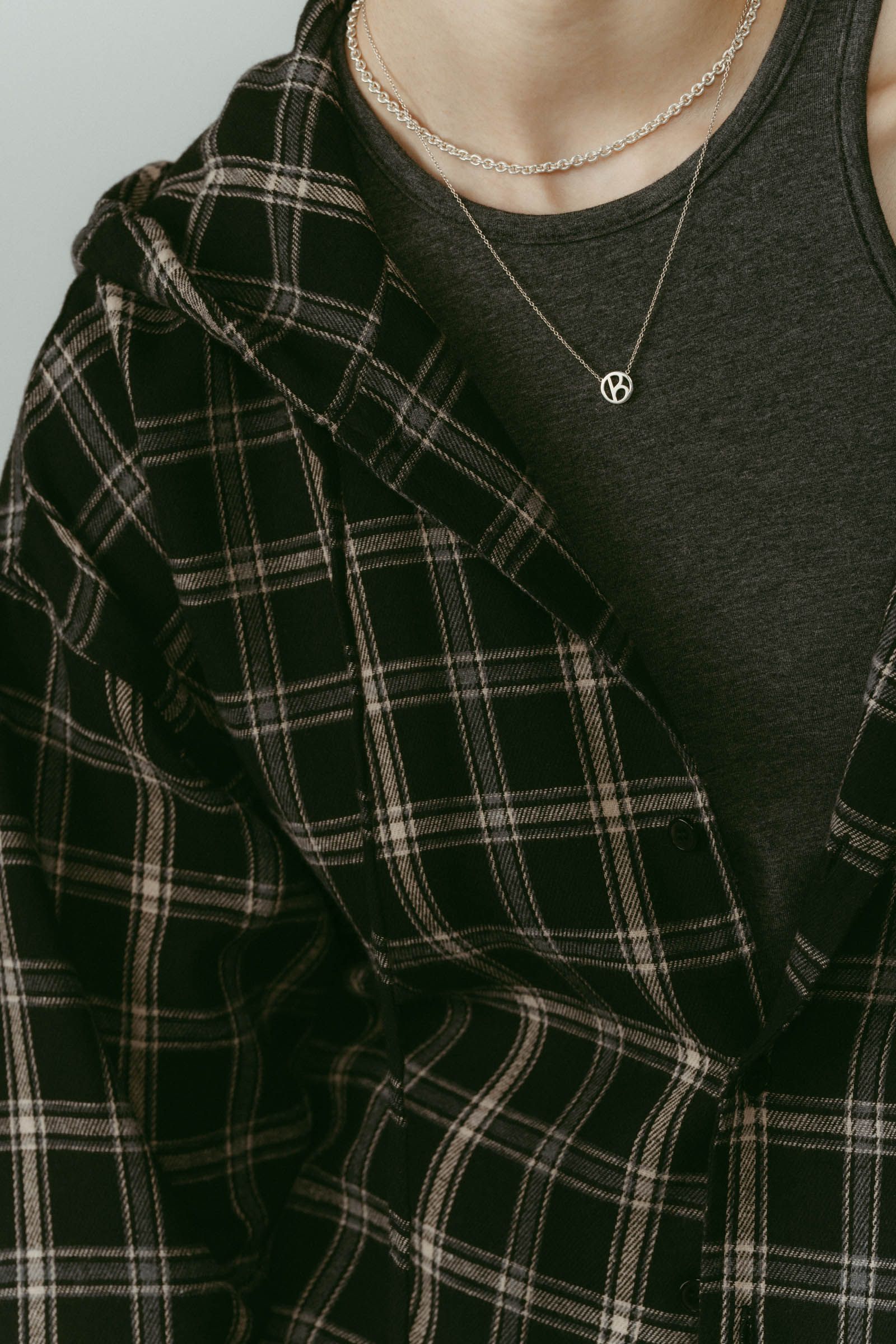 hooded over shirts(unisex) / オーバー フーディシャツ (Check black) / 26SS