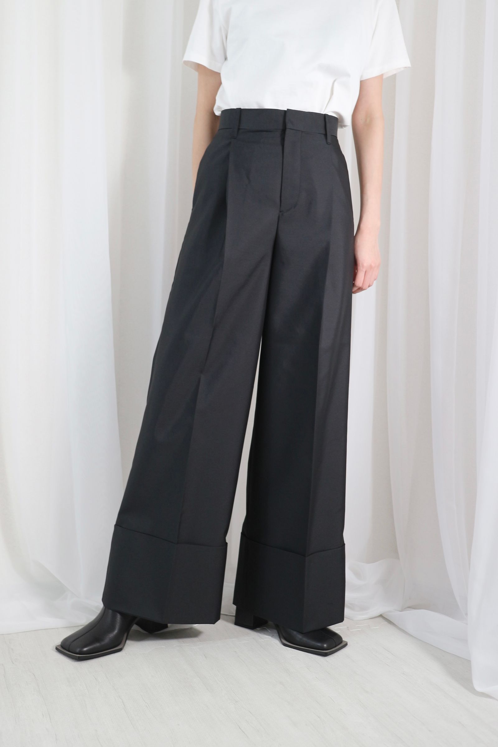 DOUBLE CLOTH WIDE PANTS /ダブルクロスワイドパンツ (ブラック)