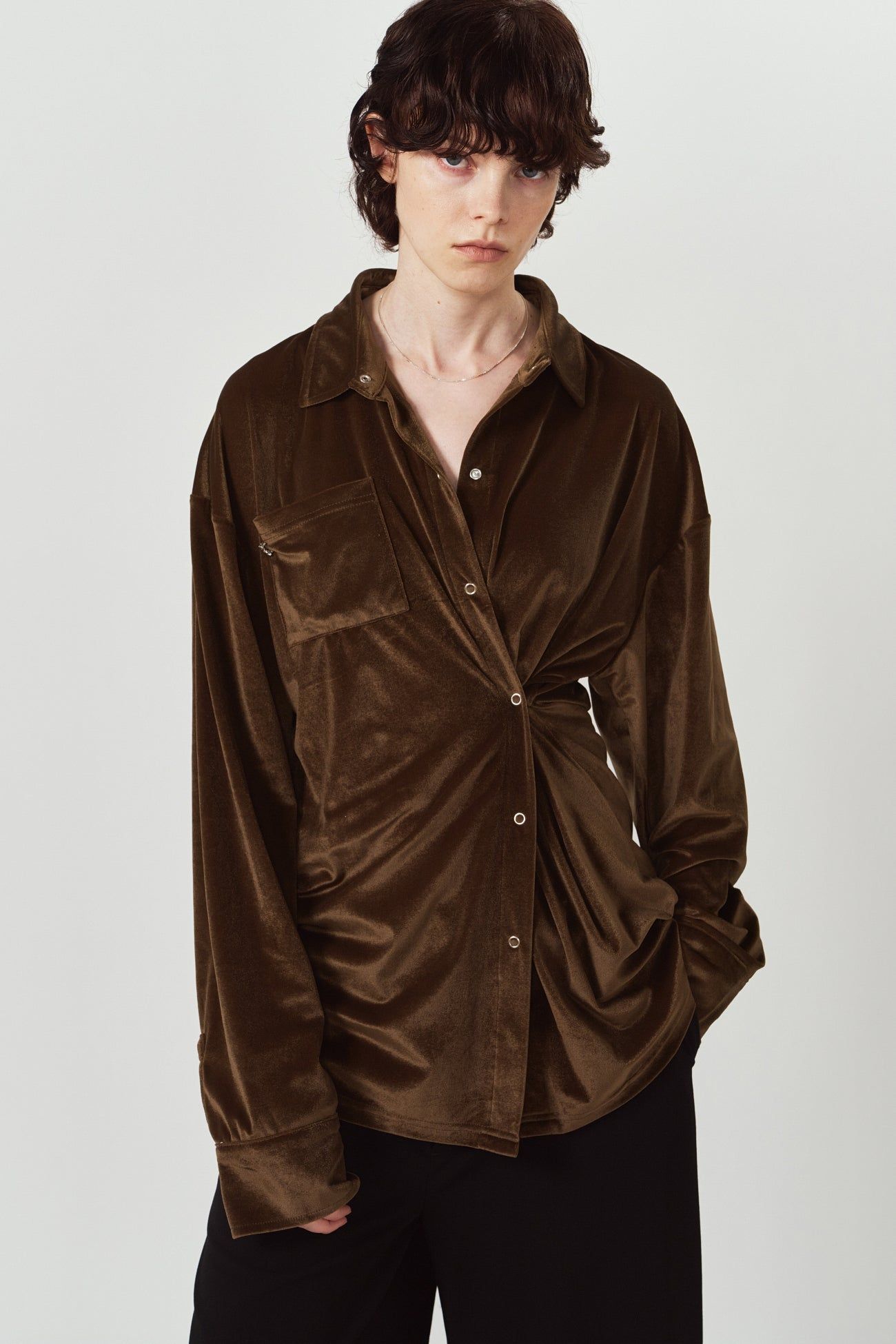 2ウェイ ベロアシャツ (ブラウン) 2way velour shirt (Brown) / 26AW