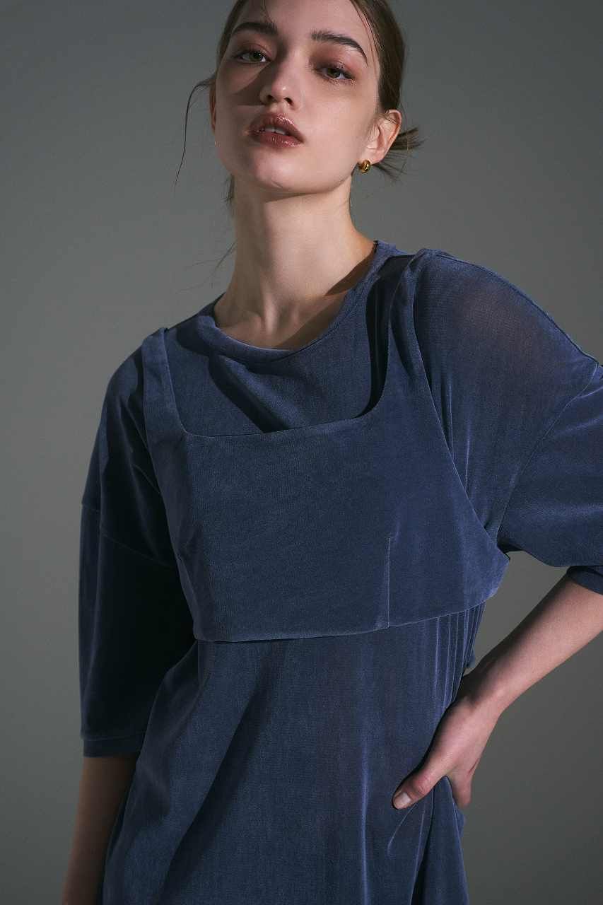 フロッキーチュールベアドレス (ブルーグレー) Flocked Tulle Dress (Blue Gray) /  26AW