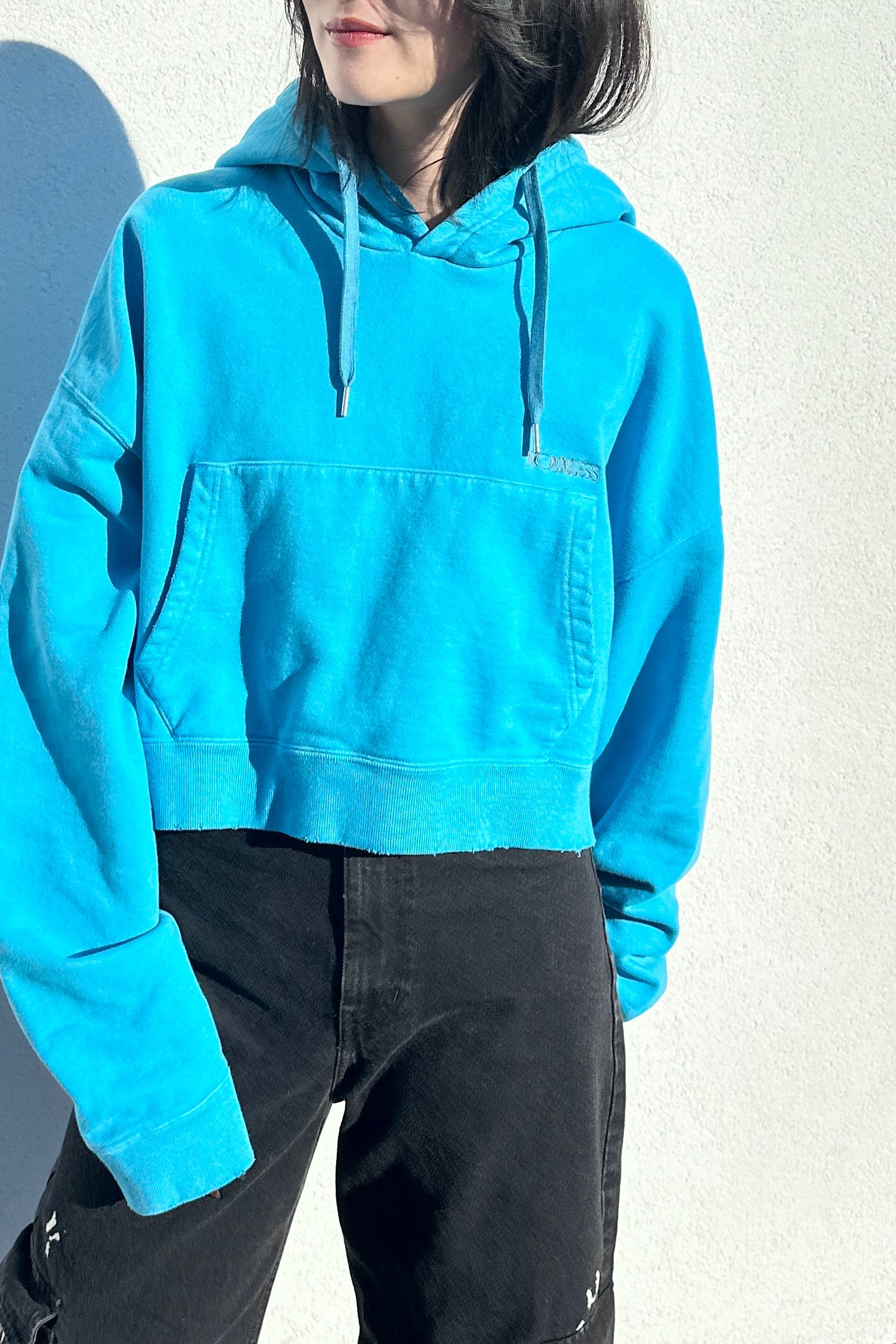 NOUNLESS SHORT HOODIE TOPS (BLUE) / ショートフーディトップス ブルー