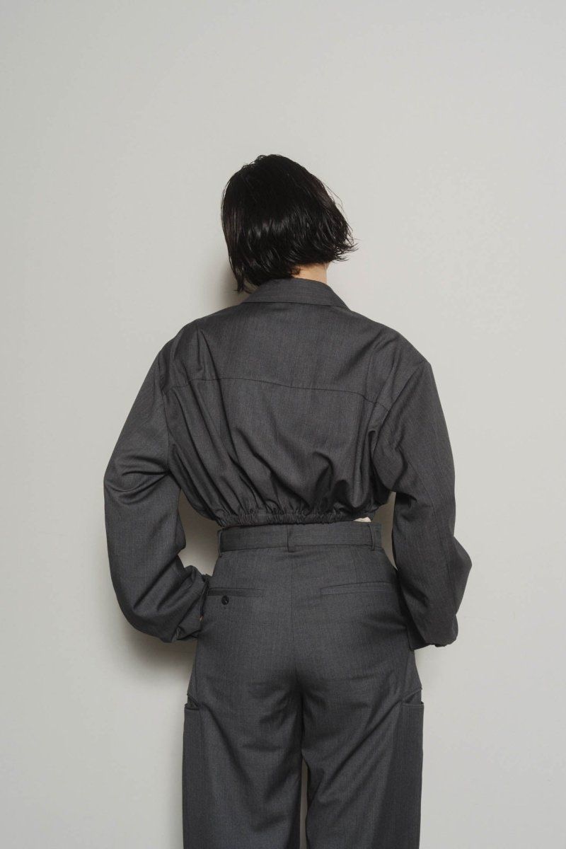 ストライプシャツブルゾン (グレー) stripe shirt blouson (Gray)