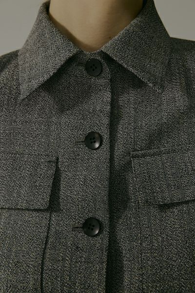 【残り1点】【24AW】WOOL SHIRT JACKET / ウールシャツジャケット (トップグレー)