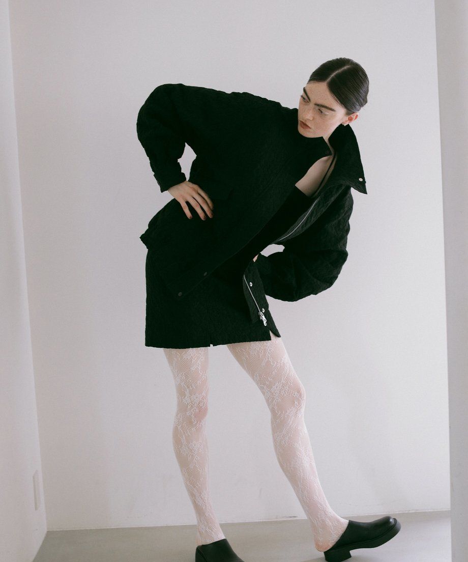 Jeanne jacquard mini skirt pants / ジェーンジャカードミニスカートパンツ (ブラック)