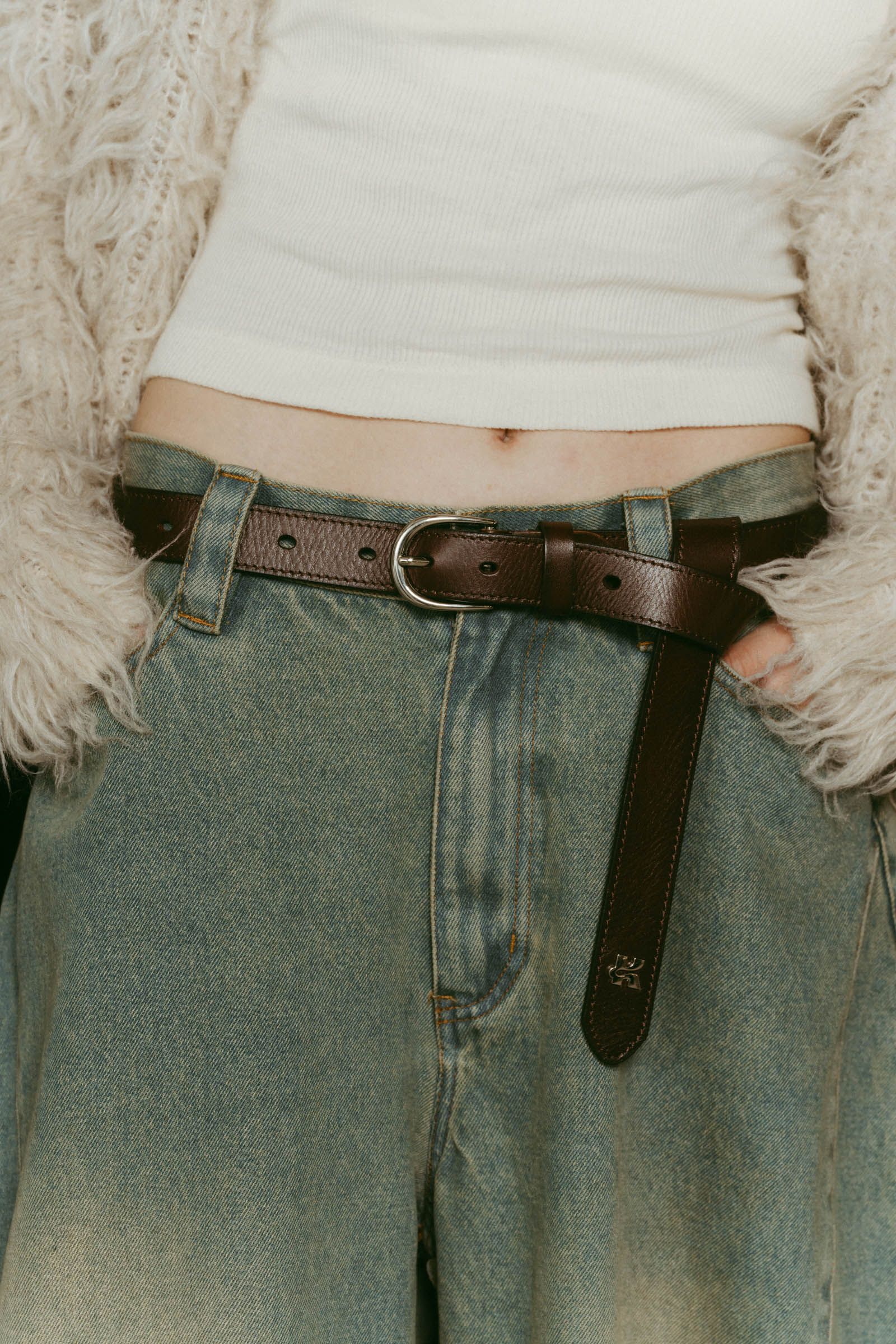 Kmotif leather belt / Kモチーフ レザーベルト (ブラウン) / 25AW