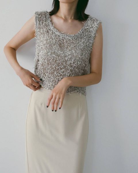 ミックスヤーン ニットベスト (アイボリー) Mixyarn Knit Vest (Ivory) / 26SS
